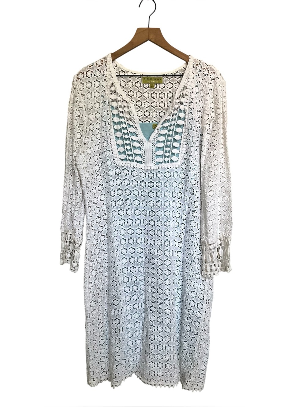 Sigrid Olsen White Crochet Lace Tunic Cover-Up/ Dress size 10
